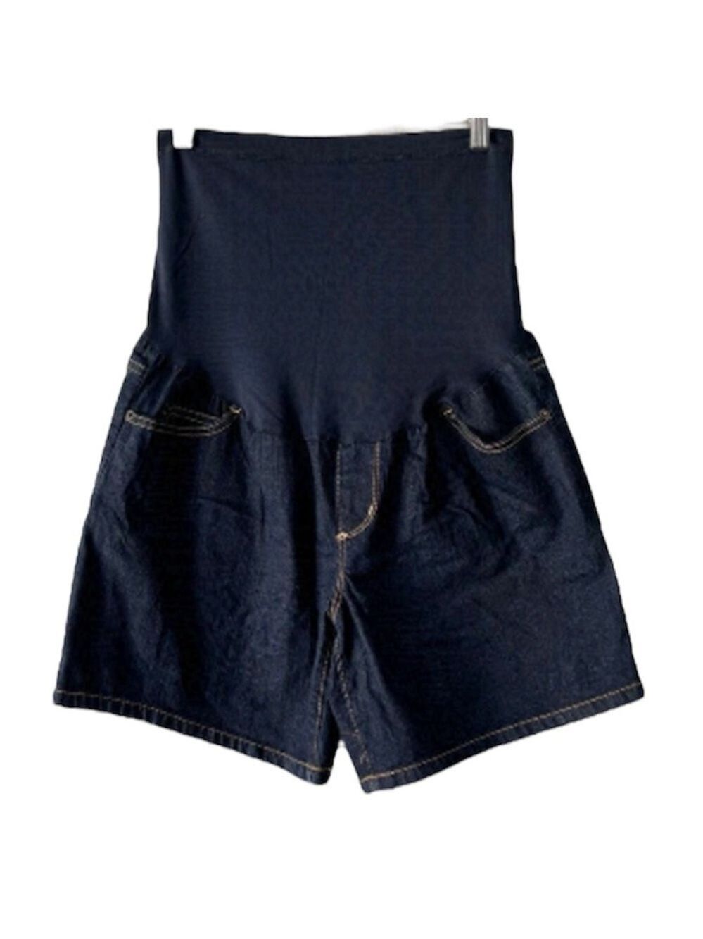 Liz Lange Dark Blue Denim Jean over the Bump Shorts S